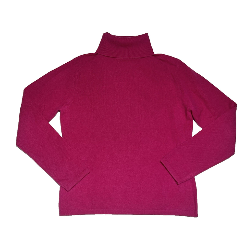 Apt 9 Cashmere Sweater Women Medium Pink Fuchsia Turtleneck Classic Luxe Cozy